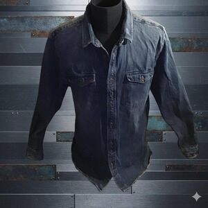 Zara Blue Thick Denim Shirt Size L